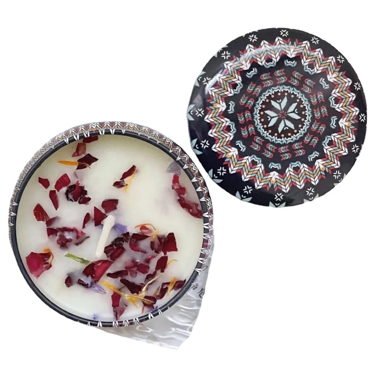 Soybean Wax Candle with Dried Flowers for Relaxation and Calming Effects